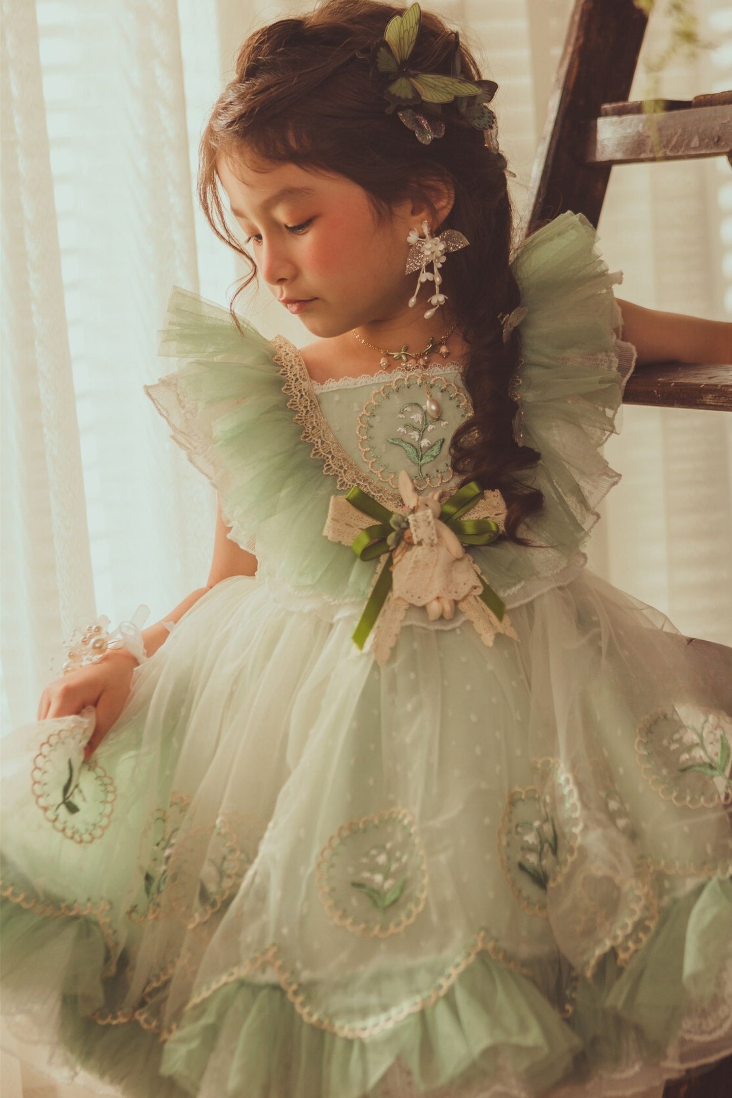 Lily of the Valley Mint Green Chiffon Dress