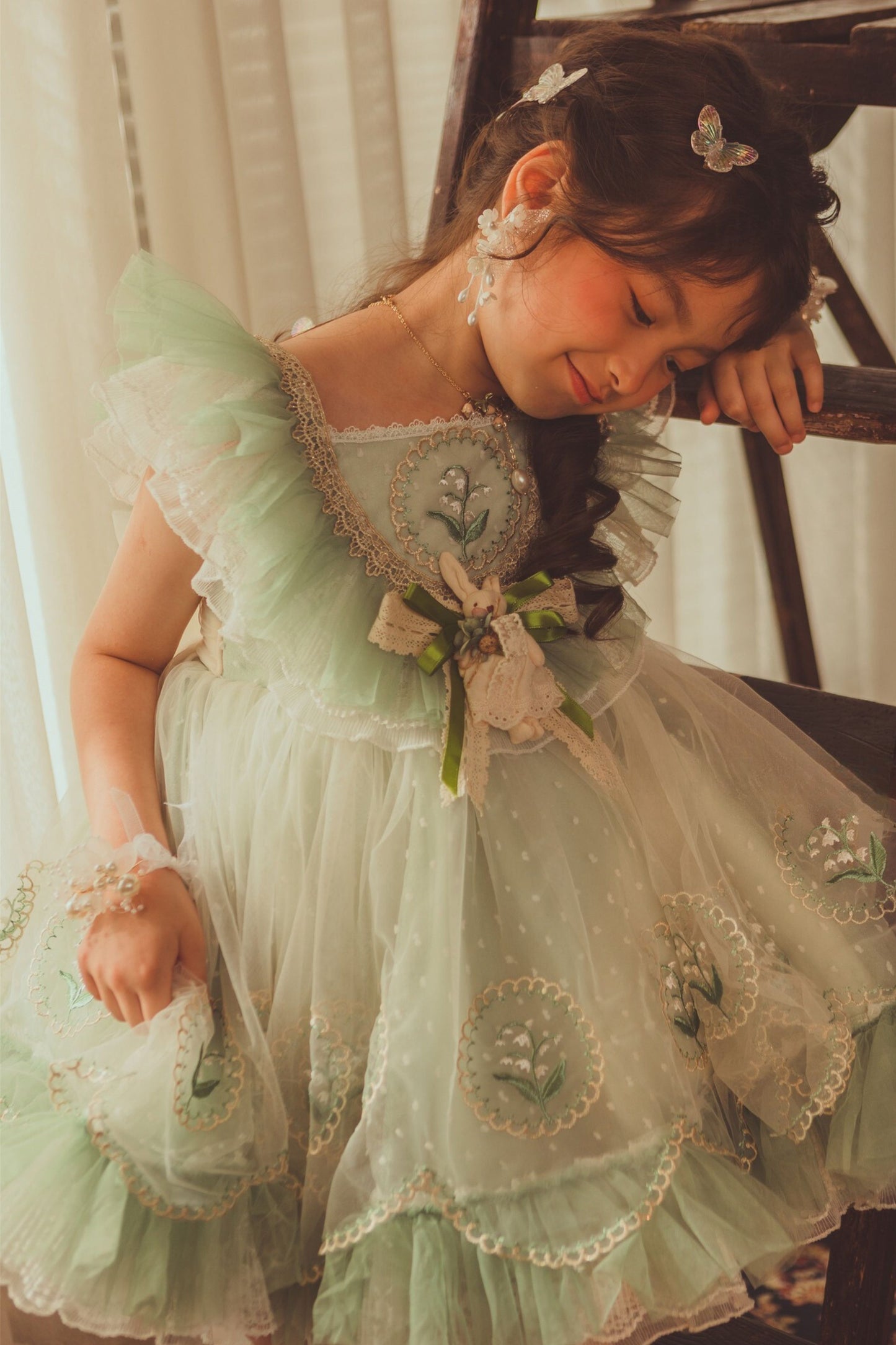 Lily of the Valley Mint Green Chiffon Dress