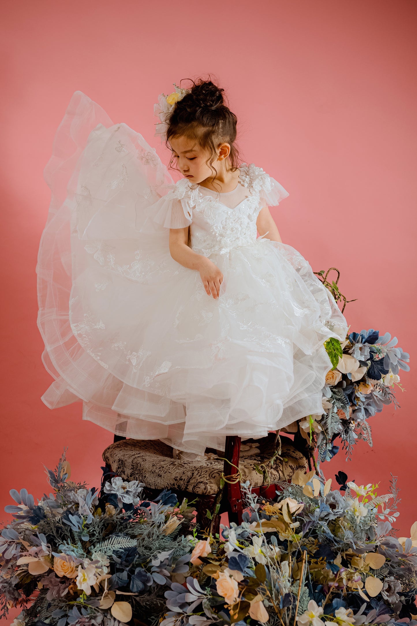 Butterfly Waltz - White Lace Gown