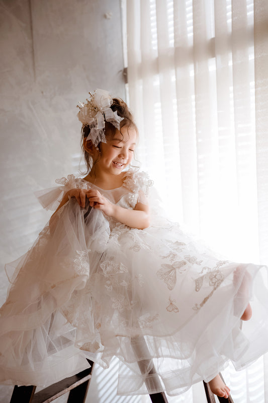 Butterfly Waltz - White Lace Gown