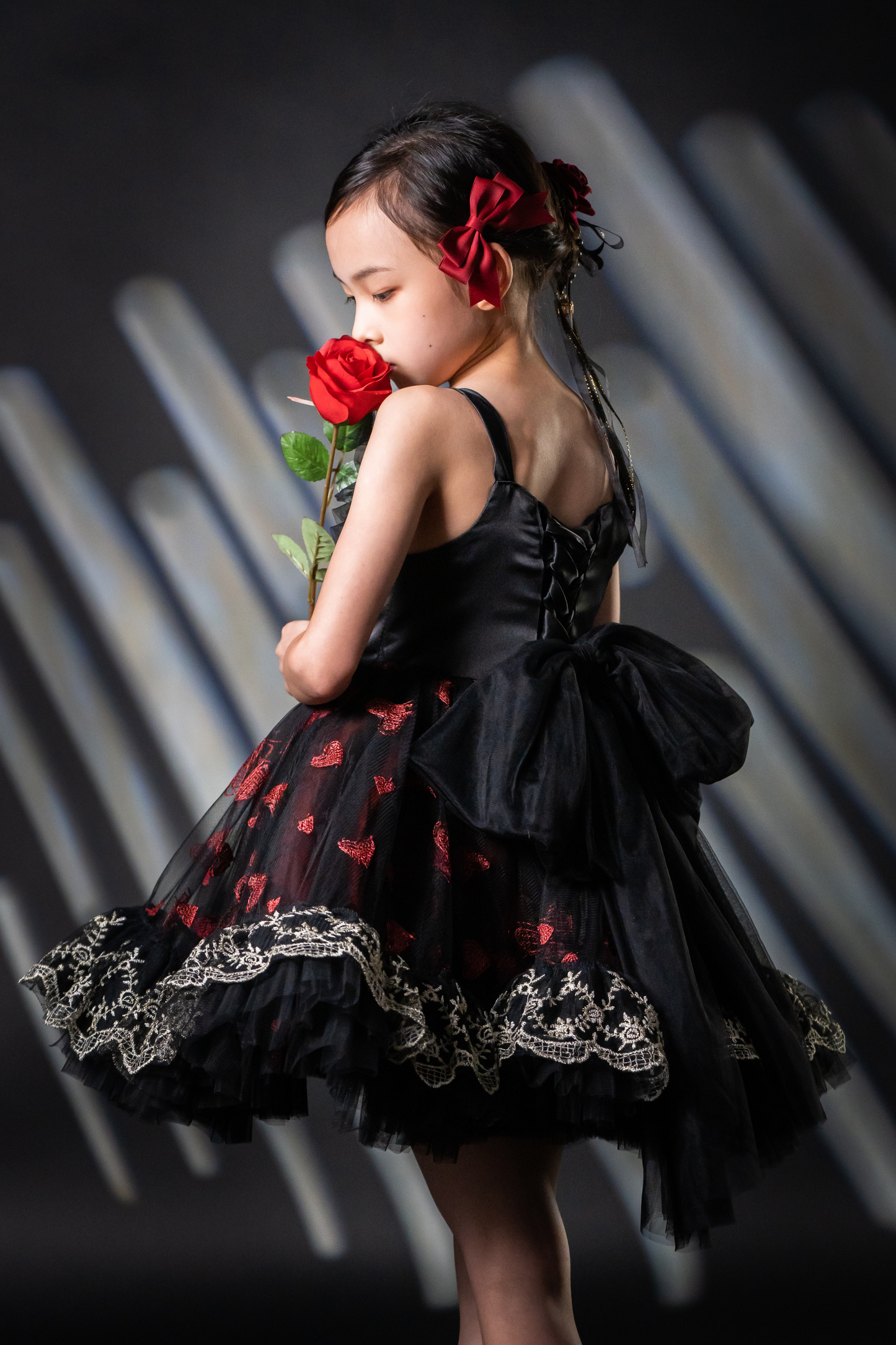 Valentine Gothic Black & Red Heart Lace Dress