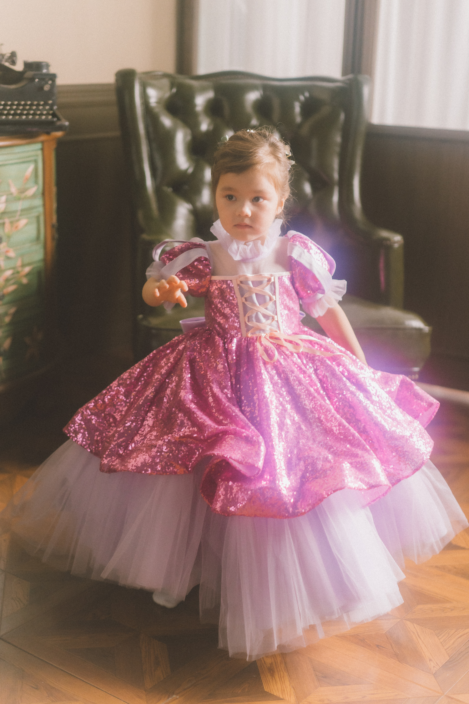 Rapunzel Purple and Pink Puff Sleeve Sequin Gown princessprojectco Rapunzel Purple and Pink Puff Sleeve Sequin Gown princessprojectco