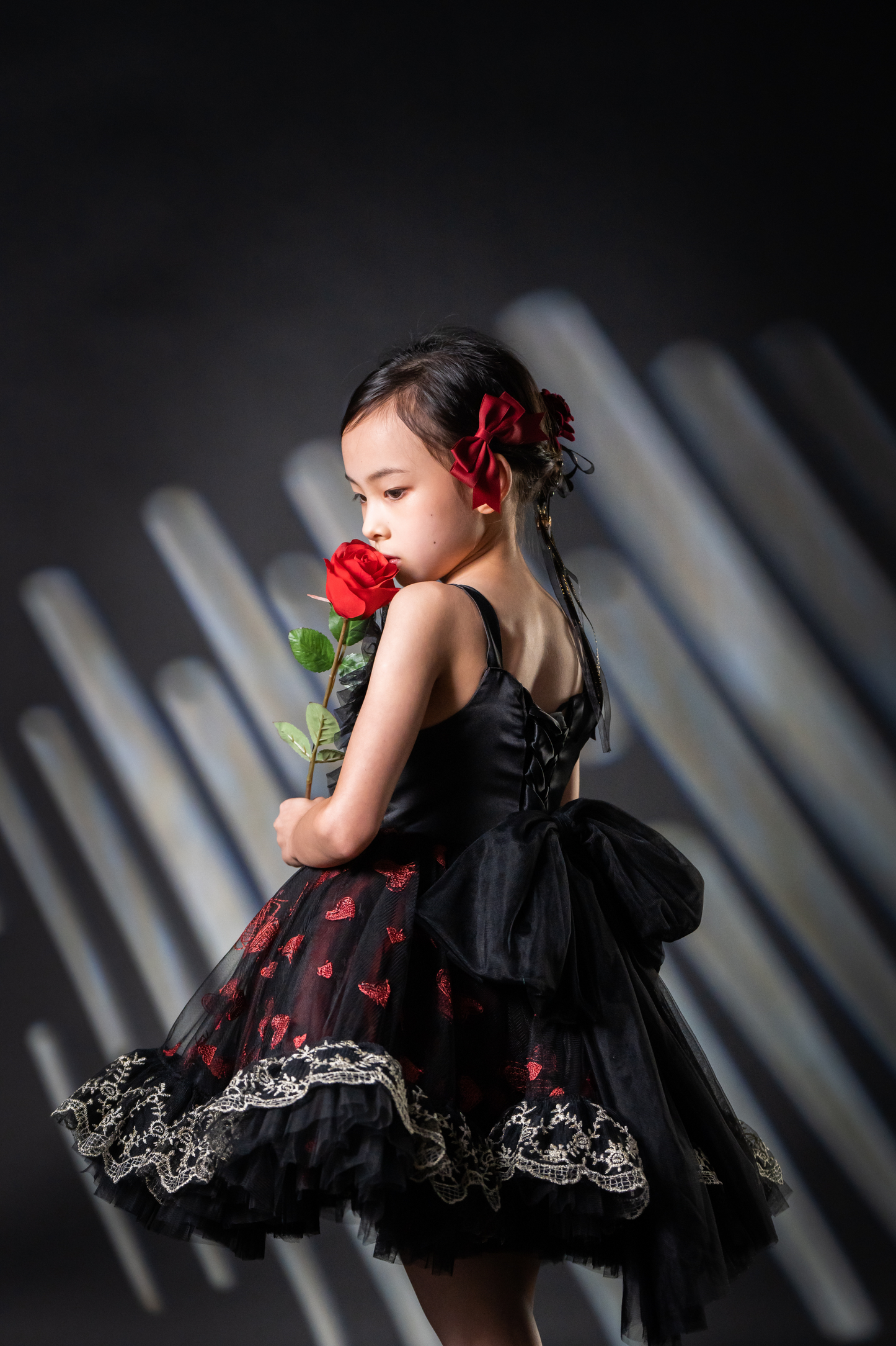 Valentine Gothic Black & Red Heart Lace Dress