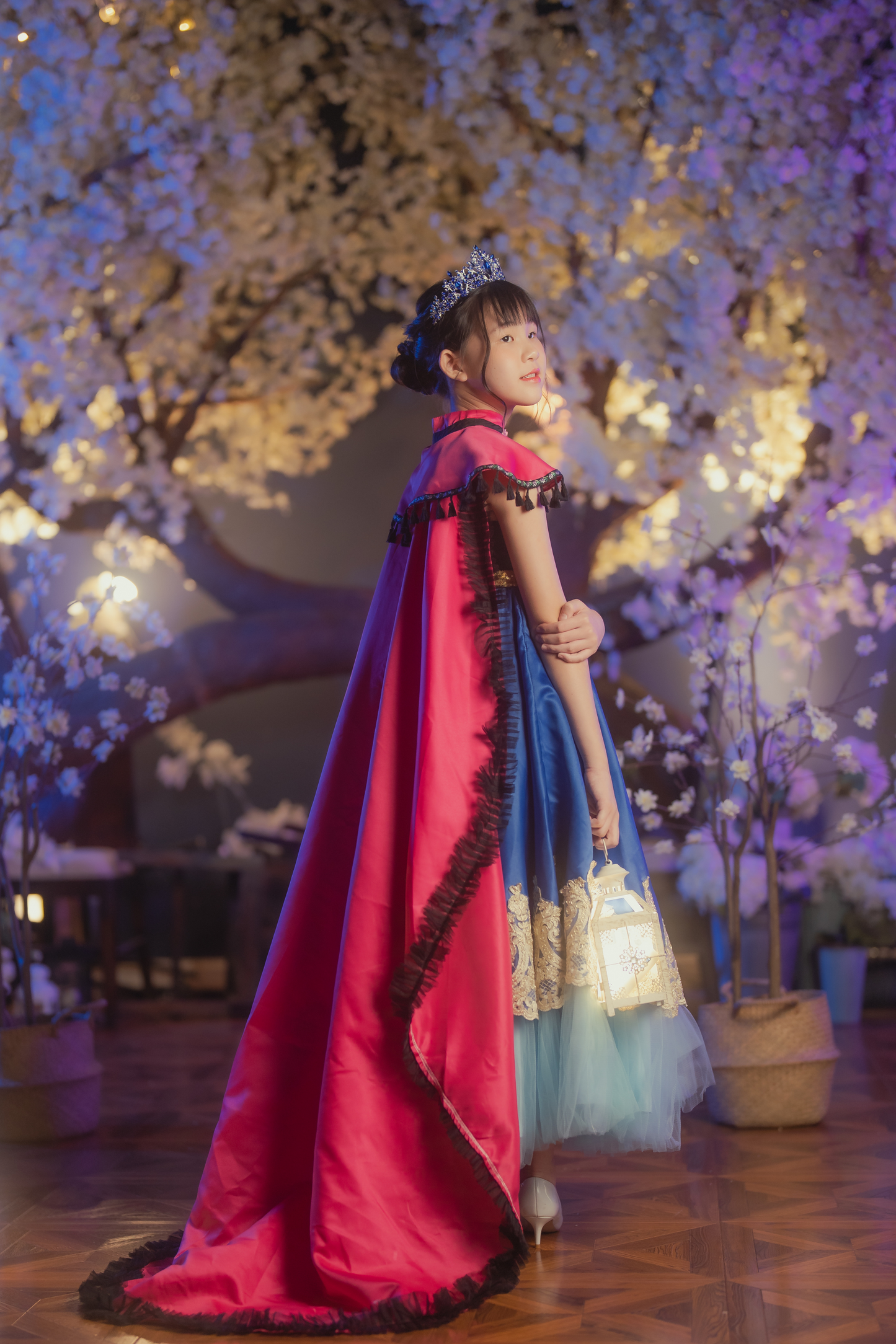 Anna Snow Blue Gown with Magenta Cape