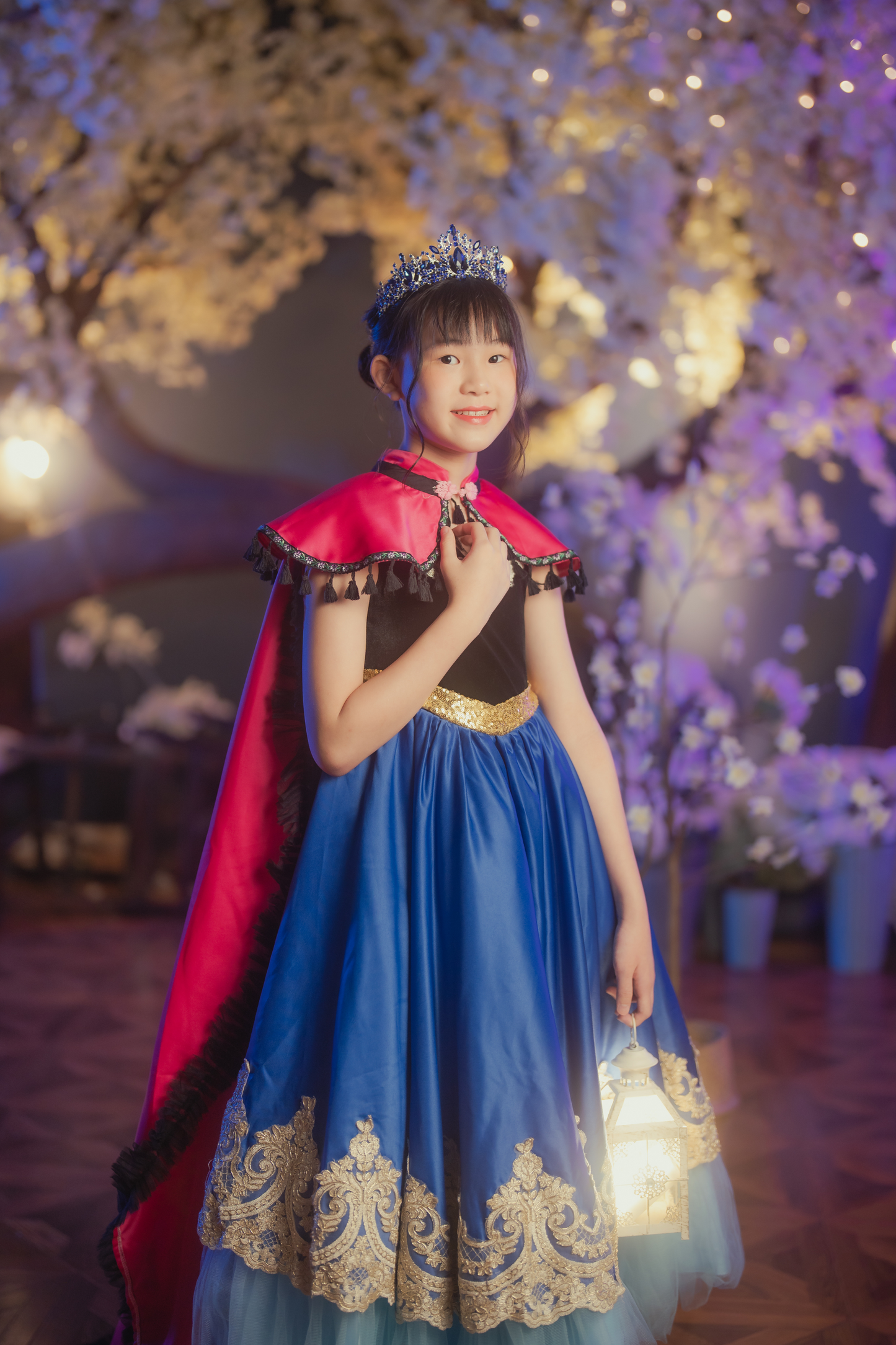Anna Snow Blue Gown with Magenta Cape
