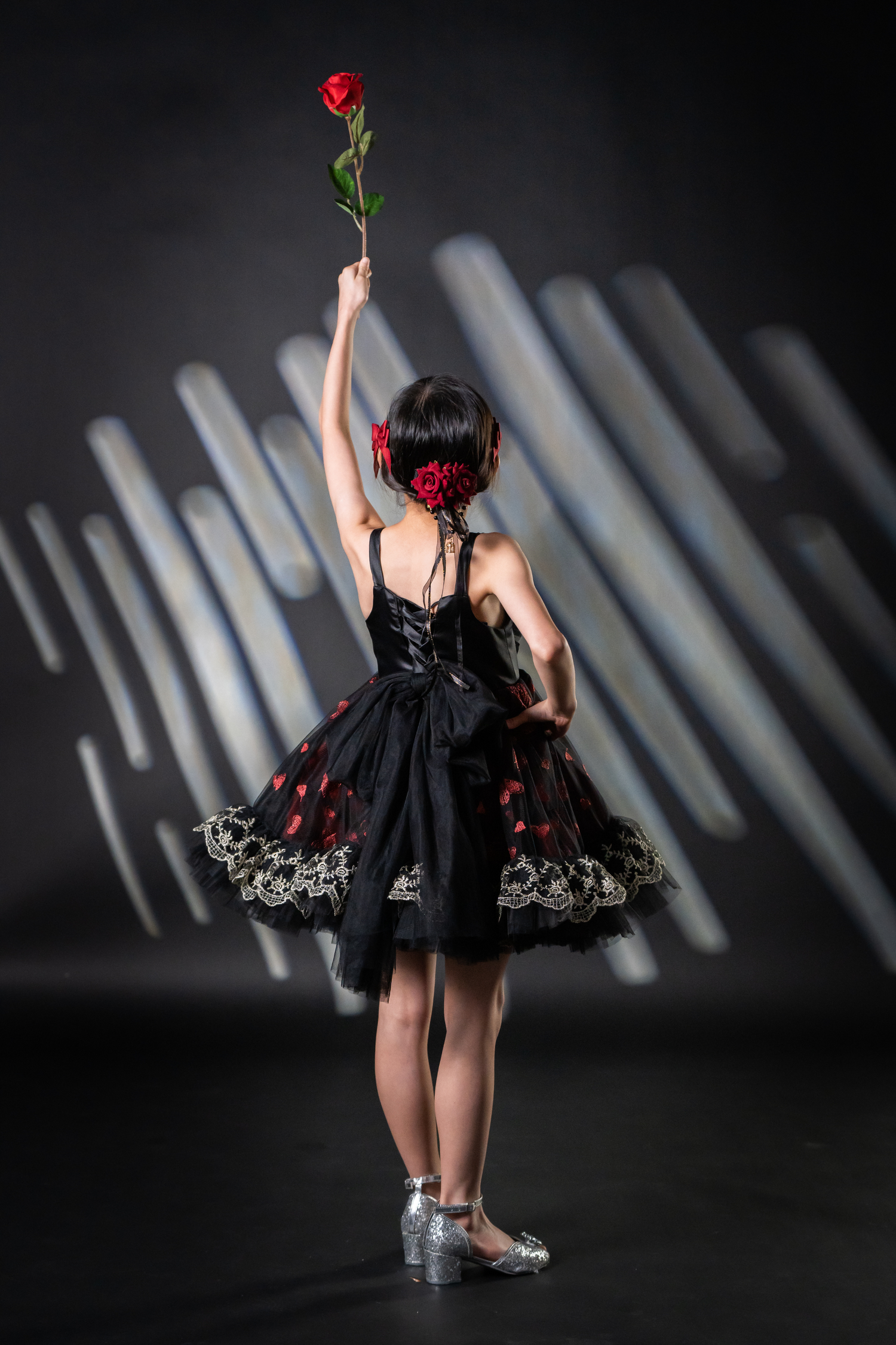 Valentine Gothic Black & Red Heart Lace Dress Valentine Gothic Black & Red Heart Lace Dress