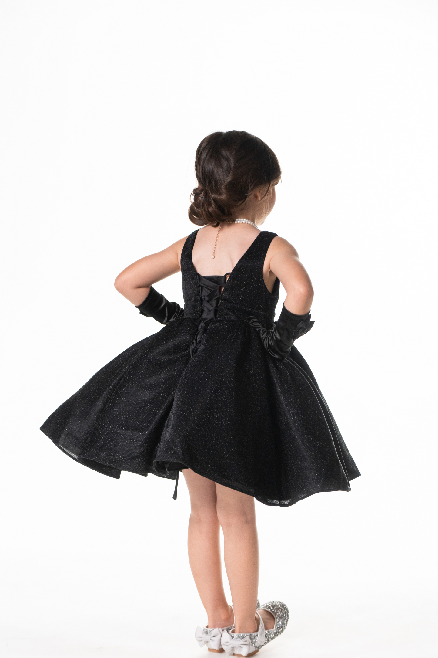 Little Audrey Black Lurex Dress with Cropped Jacket