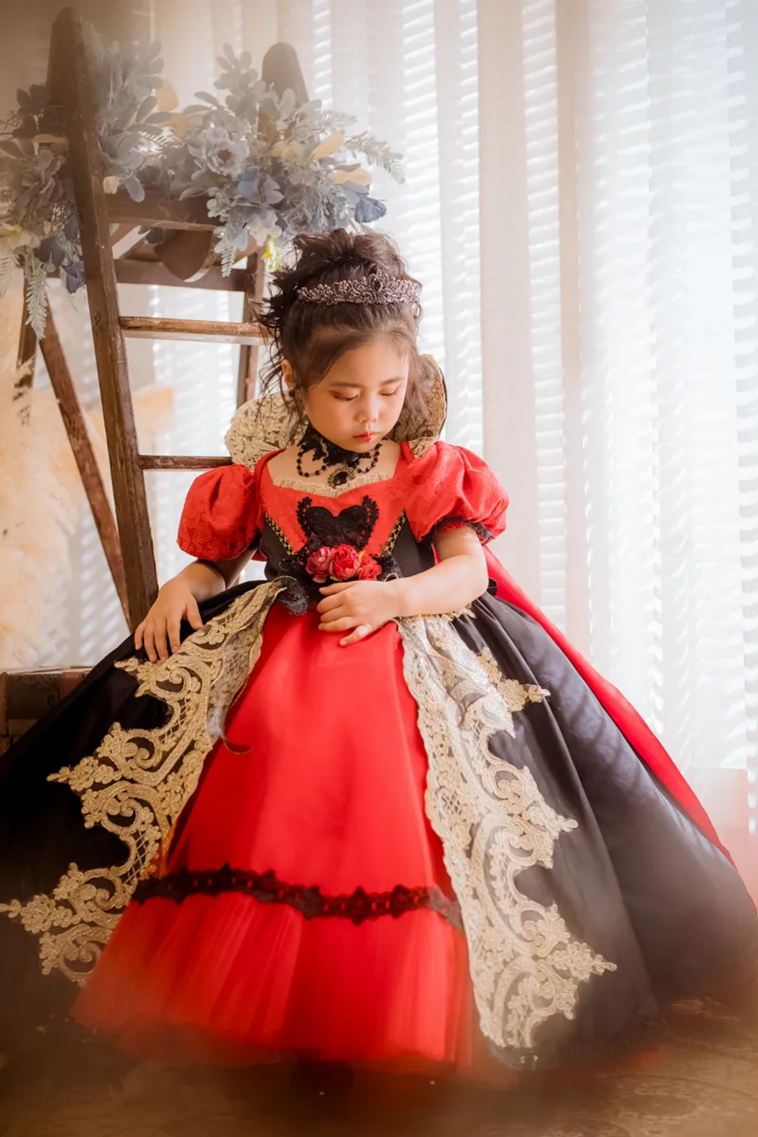 Red and black princess 2025 dress
