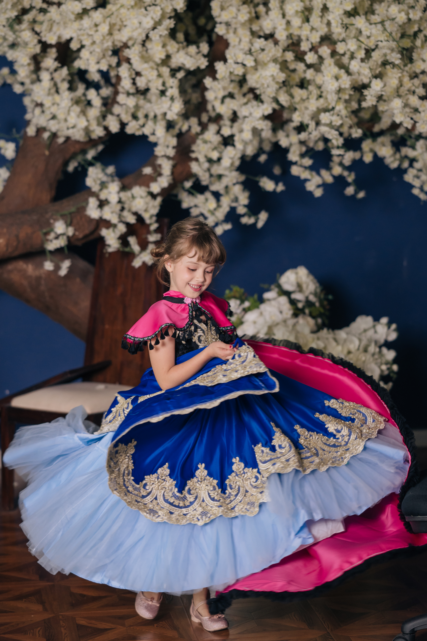 Anna Snow Blue Gown with Magenta Cape