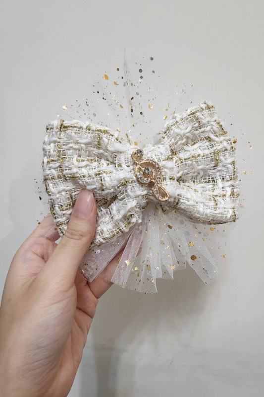 Gold Nutcracker Lurex Tweed & Glittery Mesh Headpiece