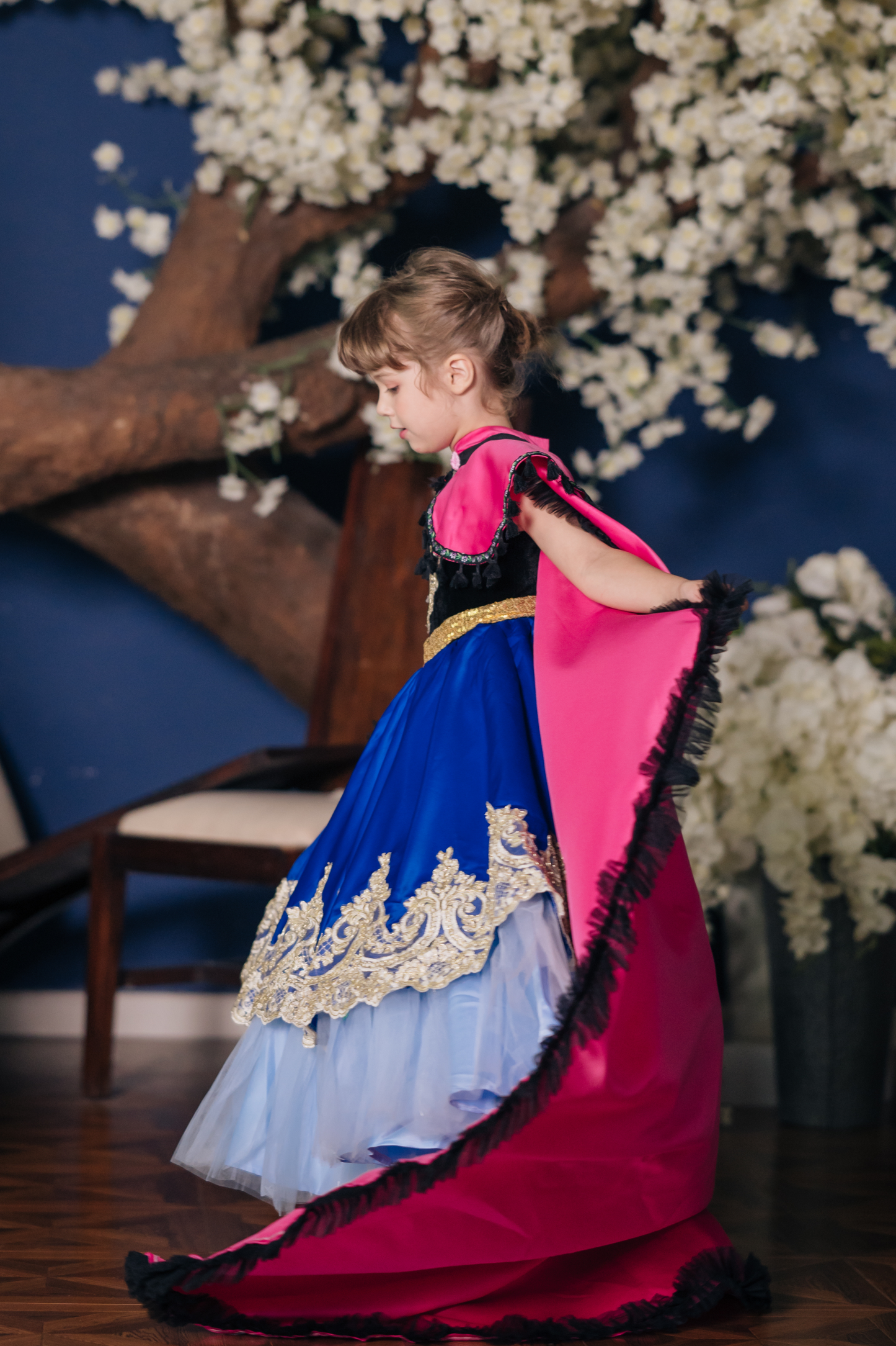 Anna Snow Blue Gown with Magenta Cape