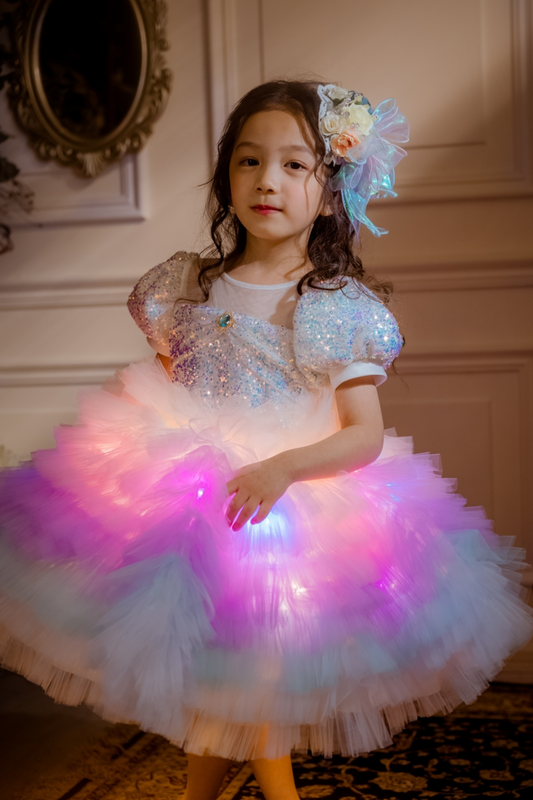 White Sugar Plum Fairy Ombre Tulle Dress
