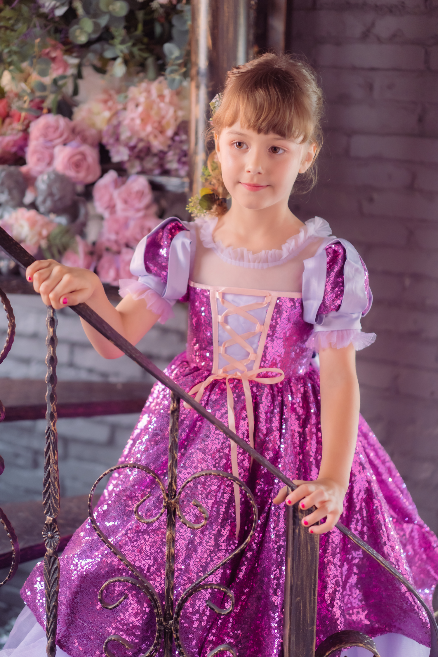 Rapunzel Purple and Pink Puff Sleeve Sequin Gown – princessprojectco Rapunzel Purple and Pink Puff Sleeve Sequin Gown – princessprojectco