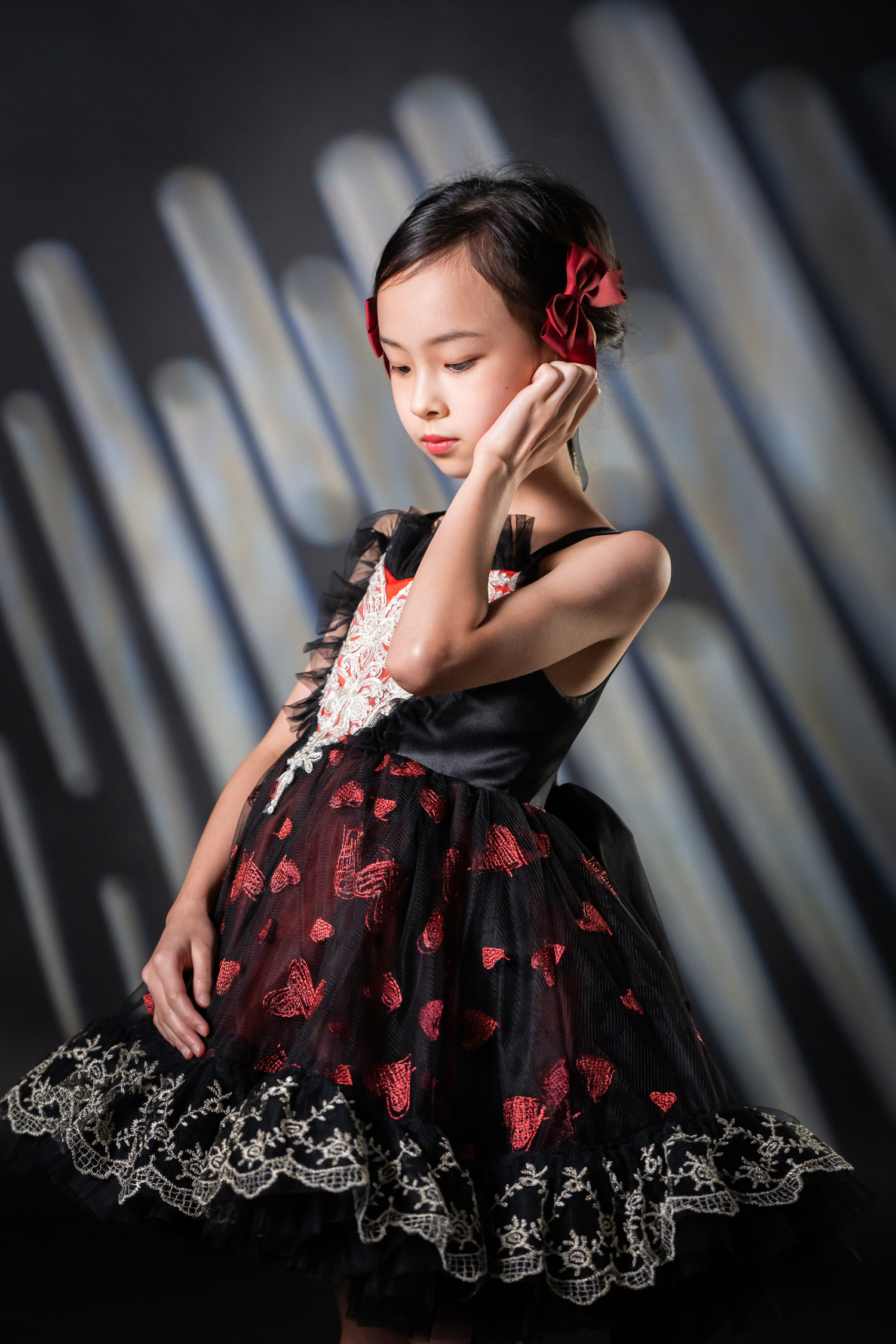 Valentine Gothic Black & Red Heart Lace Dress Valentine Gothic Black & Red Heart Lace Dress