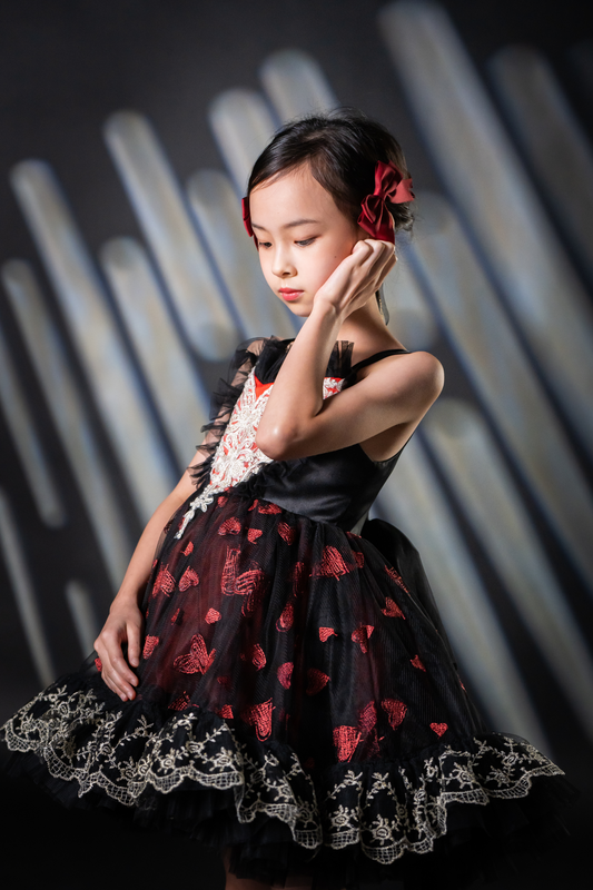 Valentine Gothic Black & Red Heart Lace Dress