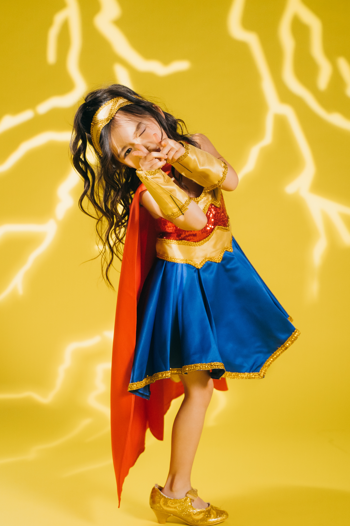 Wonder Woman Set with Dress, Cape, Headband & Sleeves