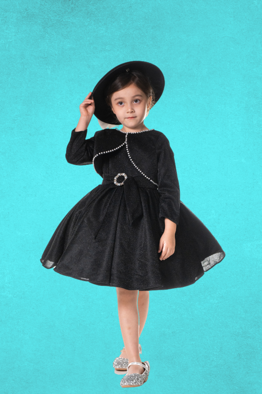 Little Audrey Black Lurex Dress with Cropped Jacket