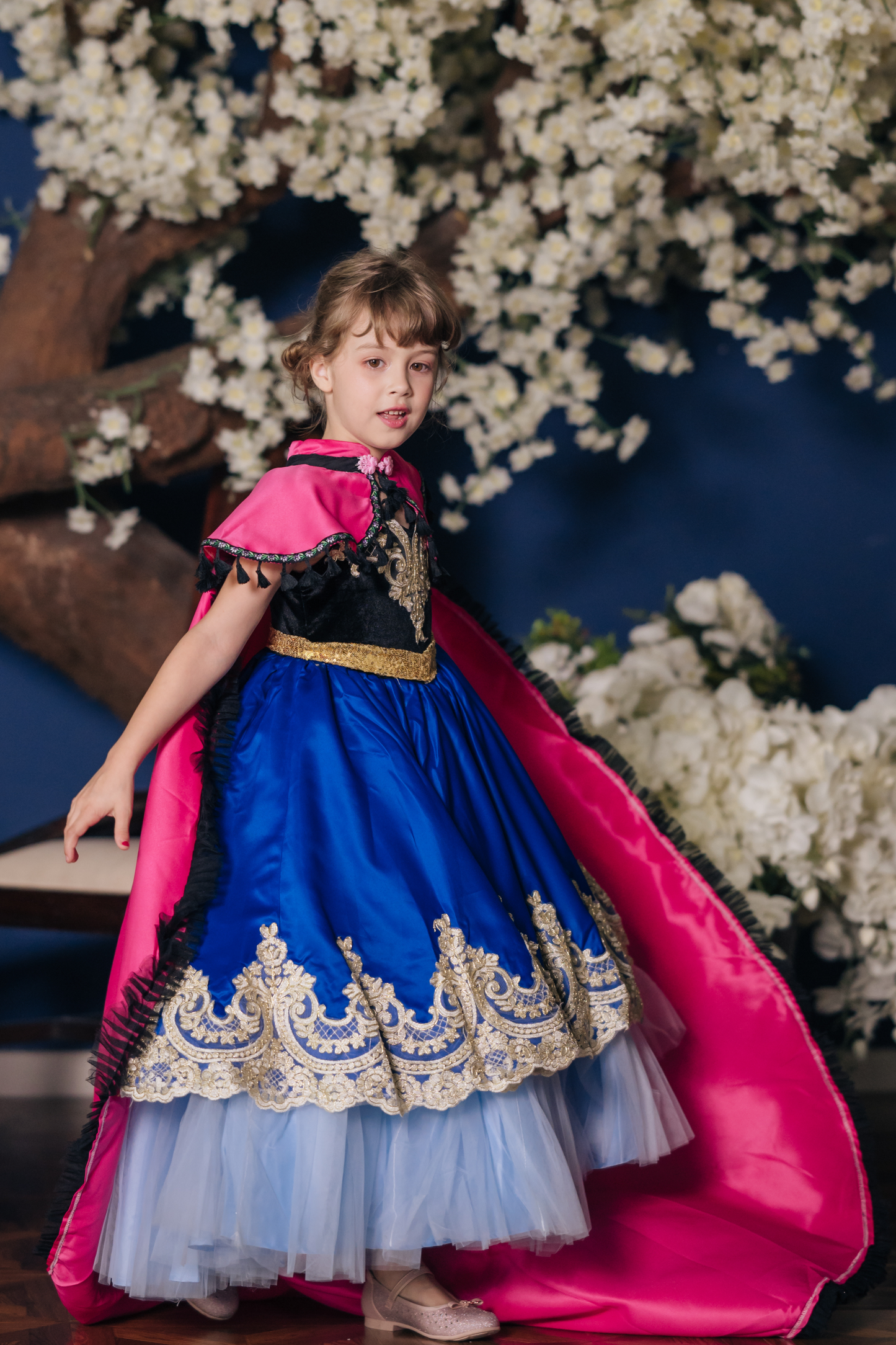 Anna Snow Blue Gown with Magenta Cape