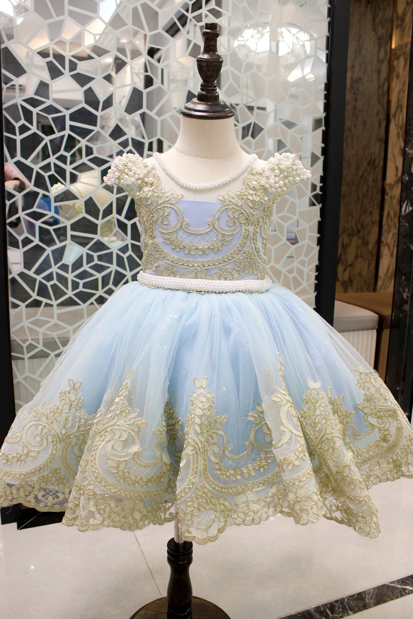 Blue Swan Rococo Gold Lace Dress