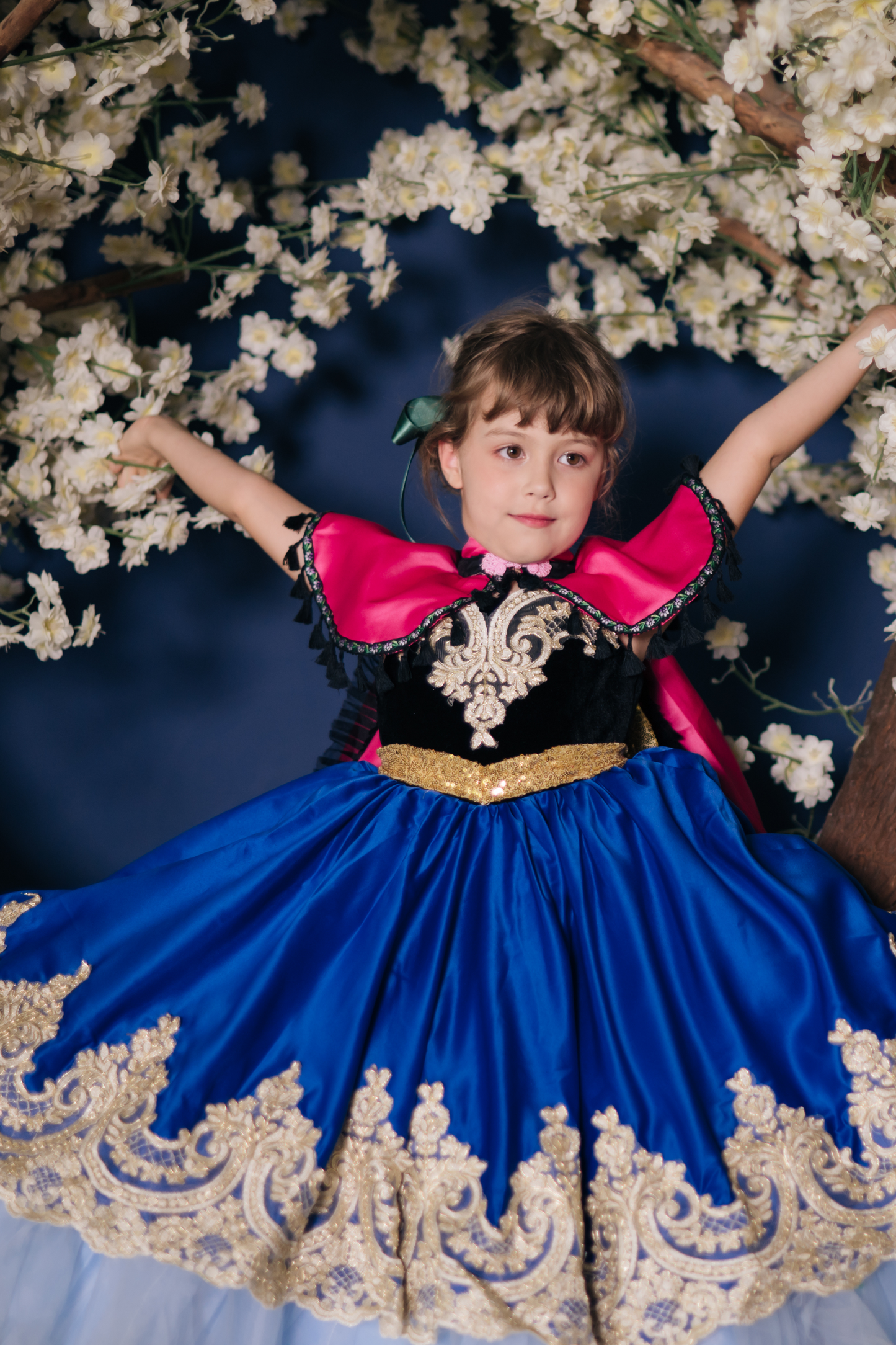 Anna Snow Blue Gown with Magenta Cape