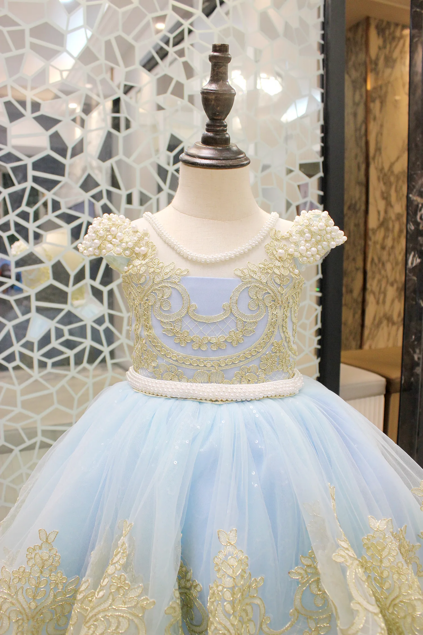 Blue Swan Rococo Gold Lace Dress