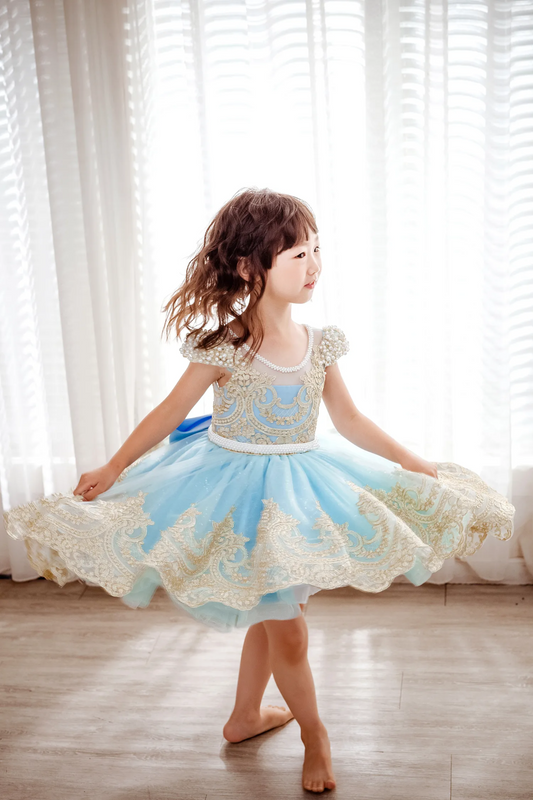 Blue Swan Rococo Gold Lace Dress