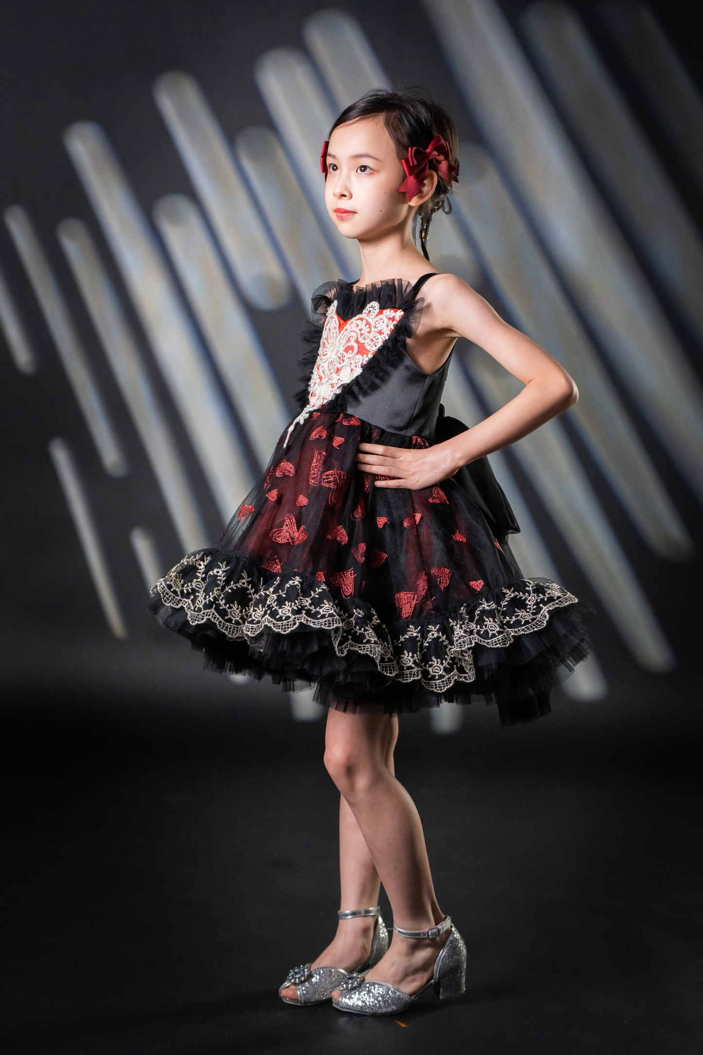 Valentine Gothic Black & Red Heart Lace Dress