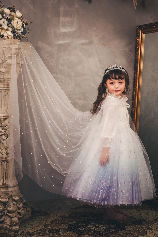 Elsa Ombre Ice Queen Gown with Pearl-embellished Cape