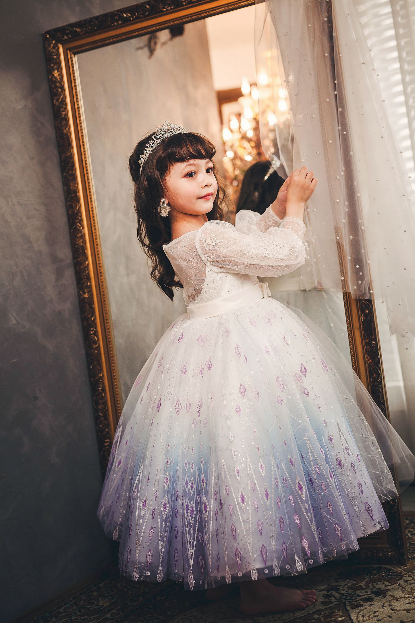 Elsa Ombre Ice Queen Gown with Pearl-embellished Cape