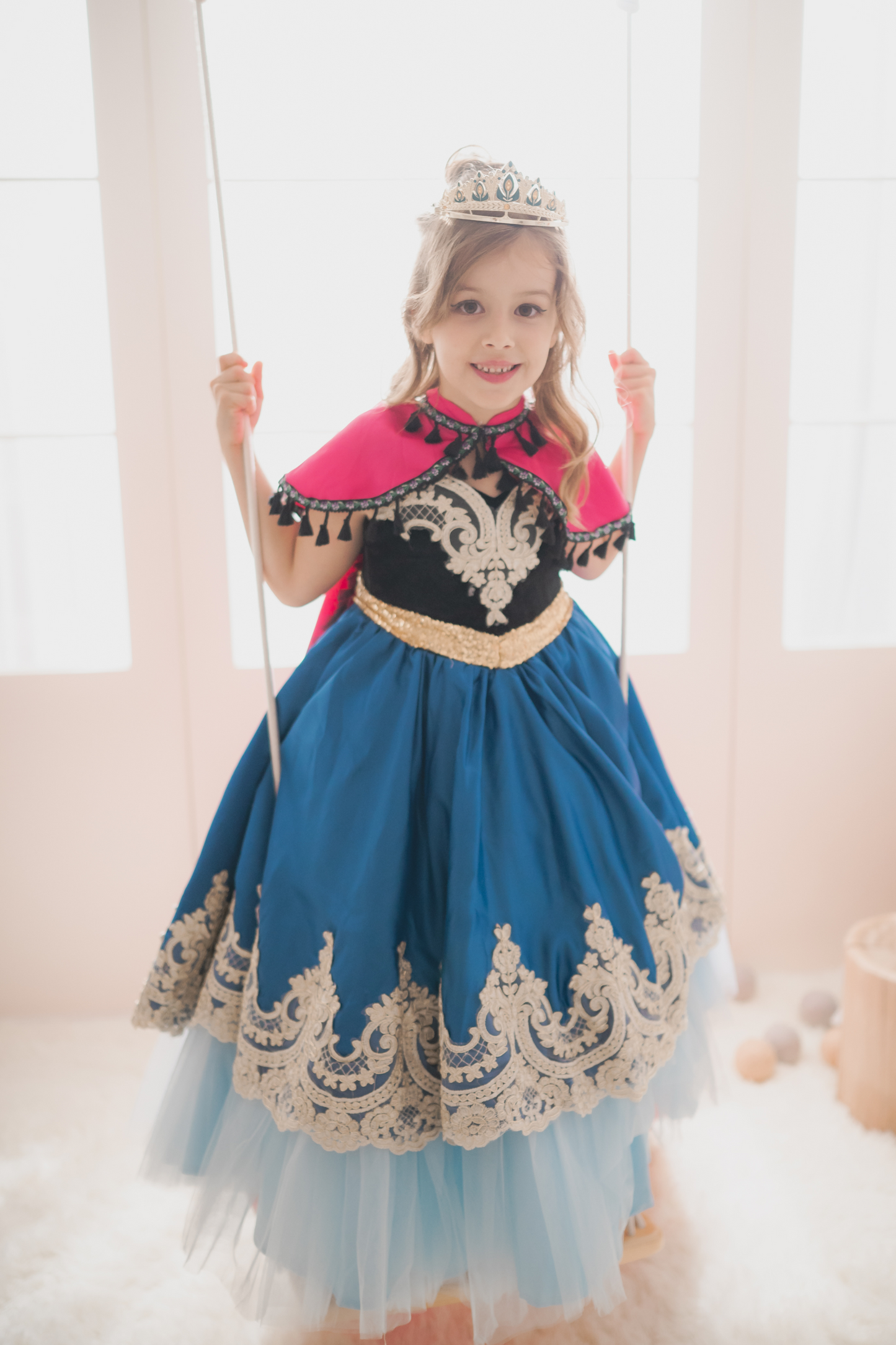 Anna Snow Blue Gown with Magenta Cape