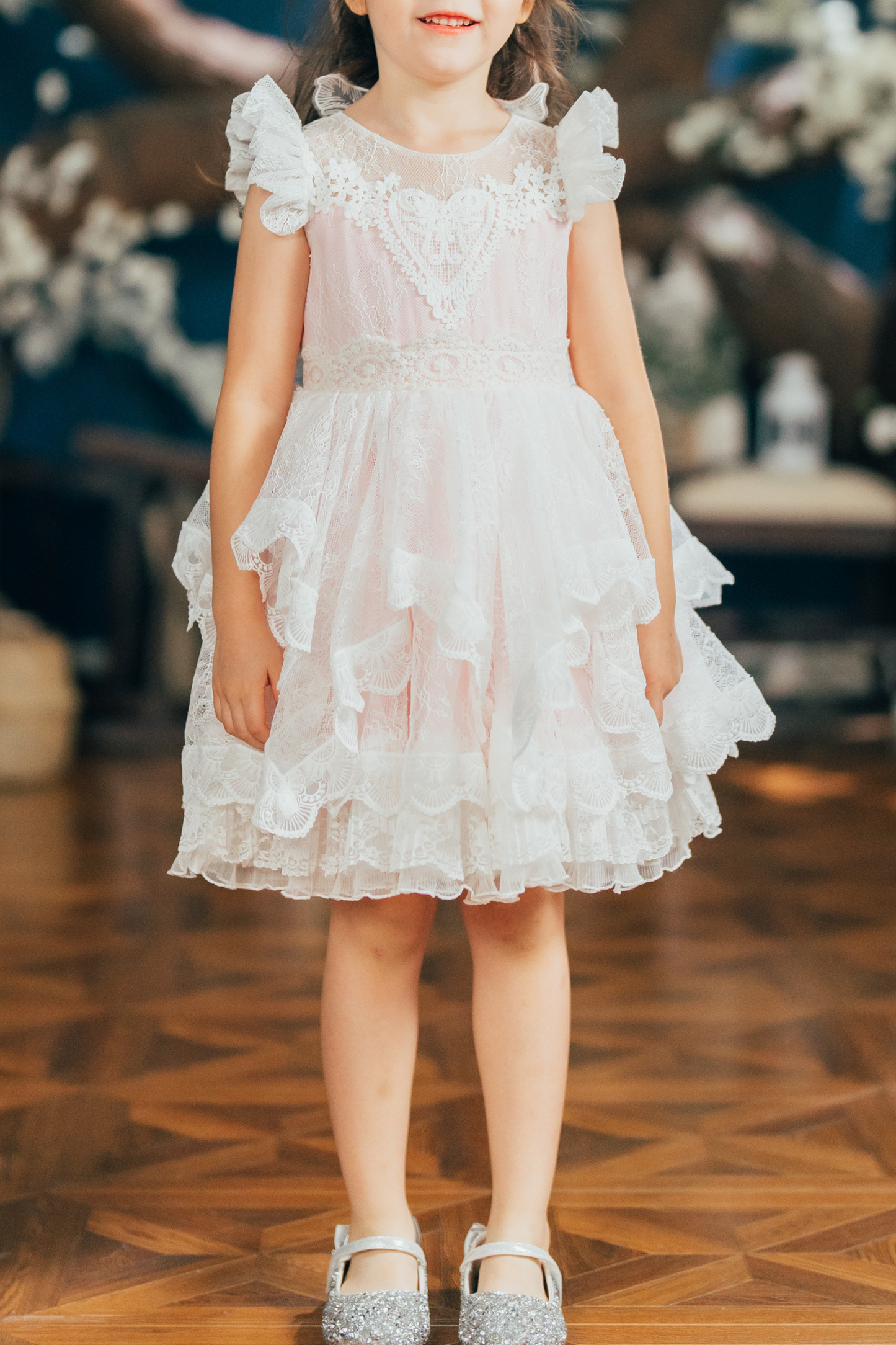 Winged Cupid Angel Lace Dress (White)