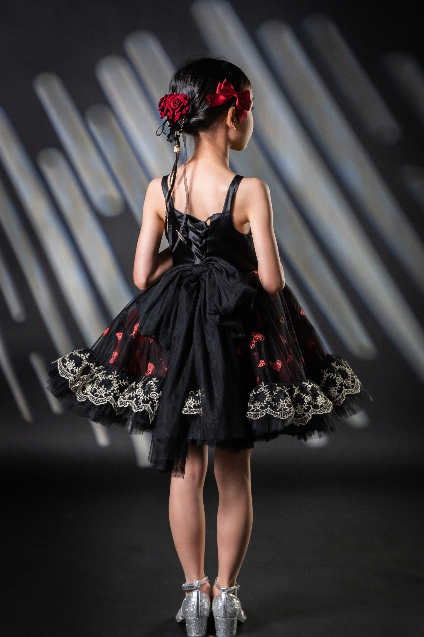 Valentine Gothic Black & Red Heart Lace Dress