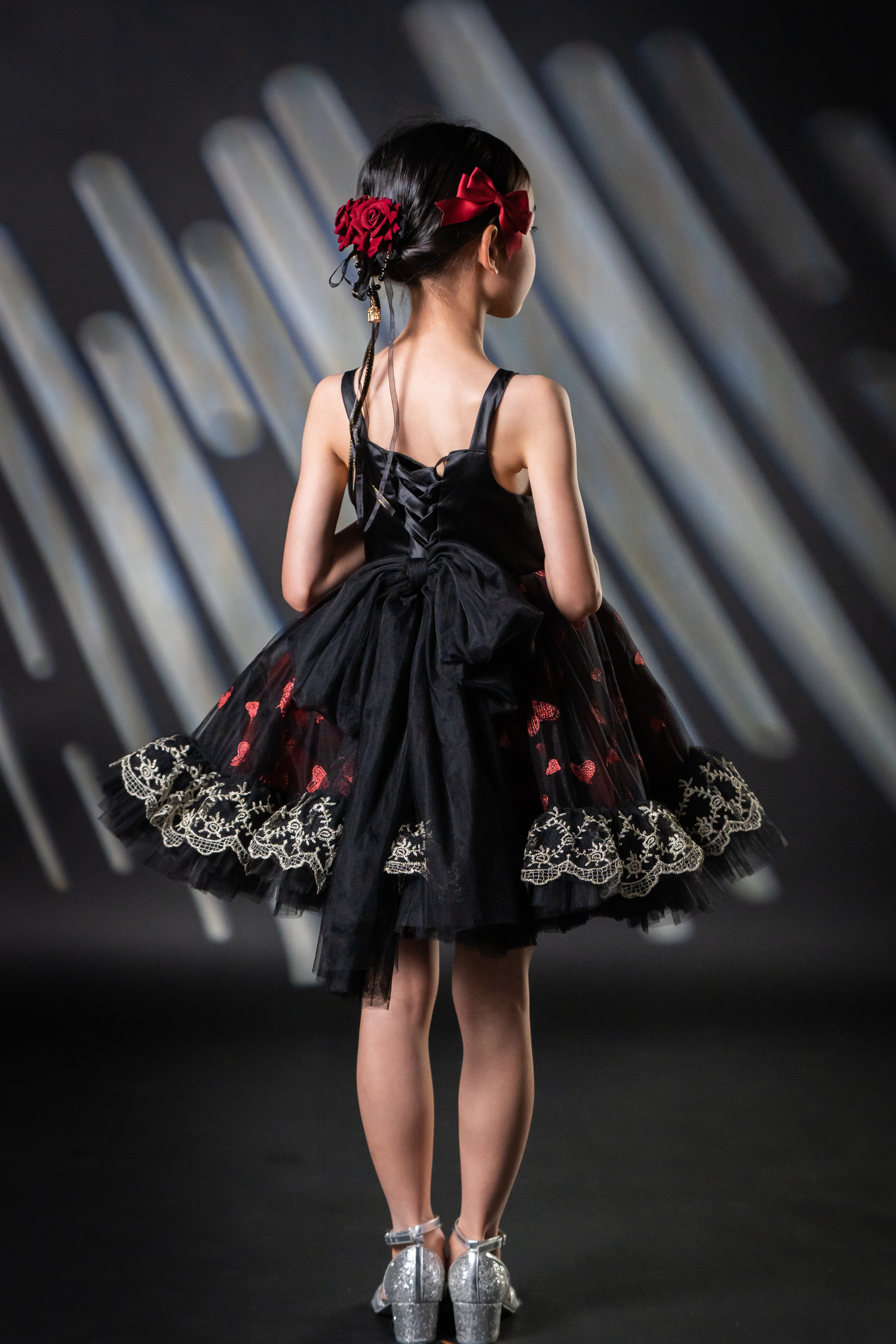 Valentine Gothic Black & Red Heart Lace Dress Valentine Gothic Black & Red Heart Lace Dress