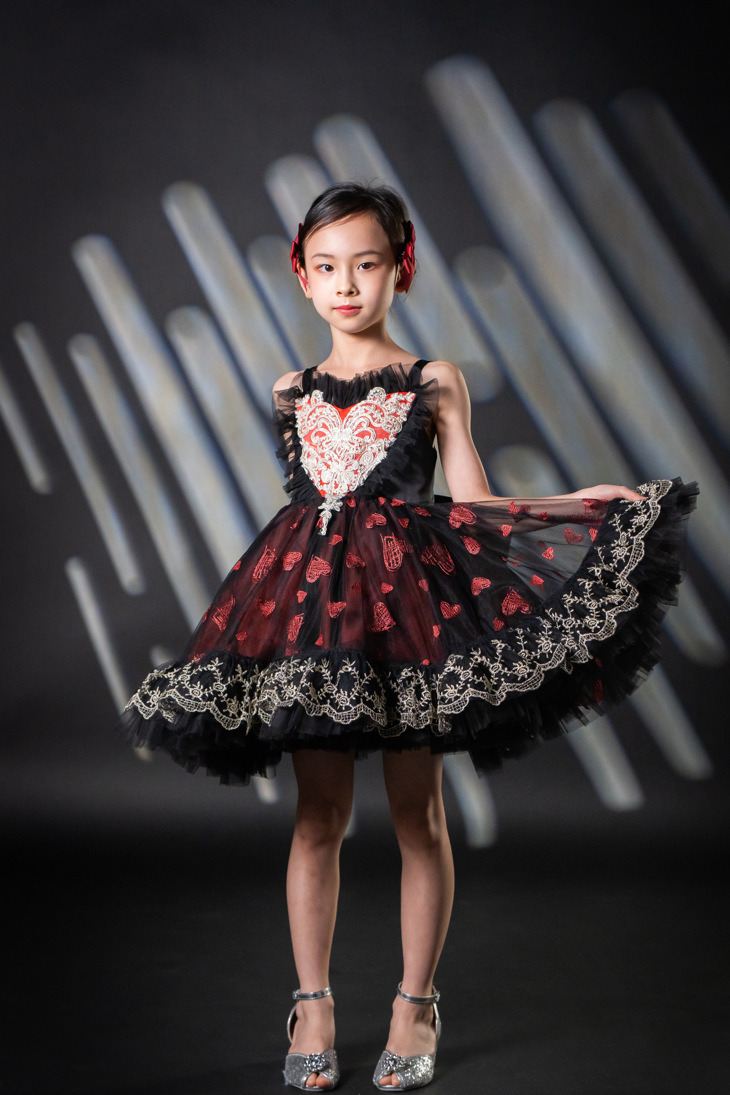 Valentine Gothic Black & Red Heart Lace Dress