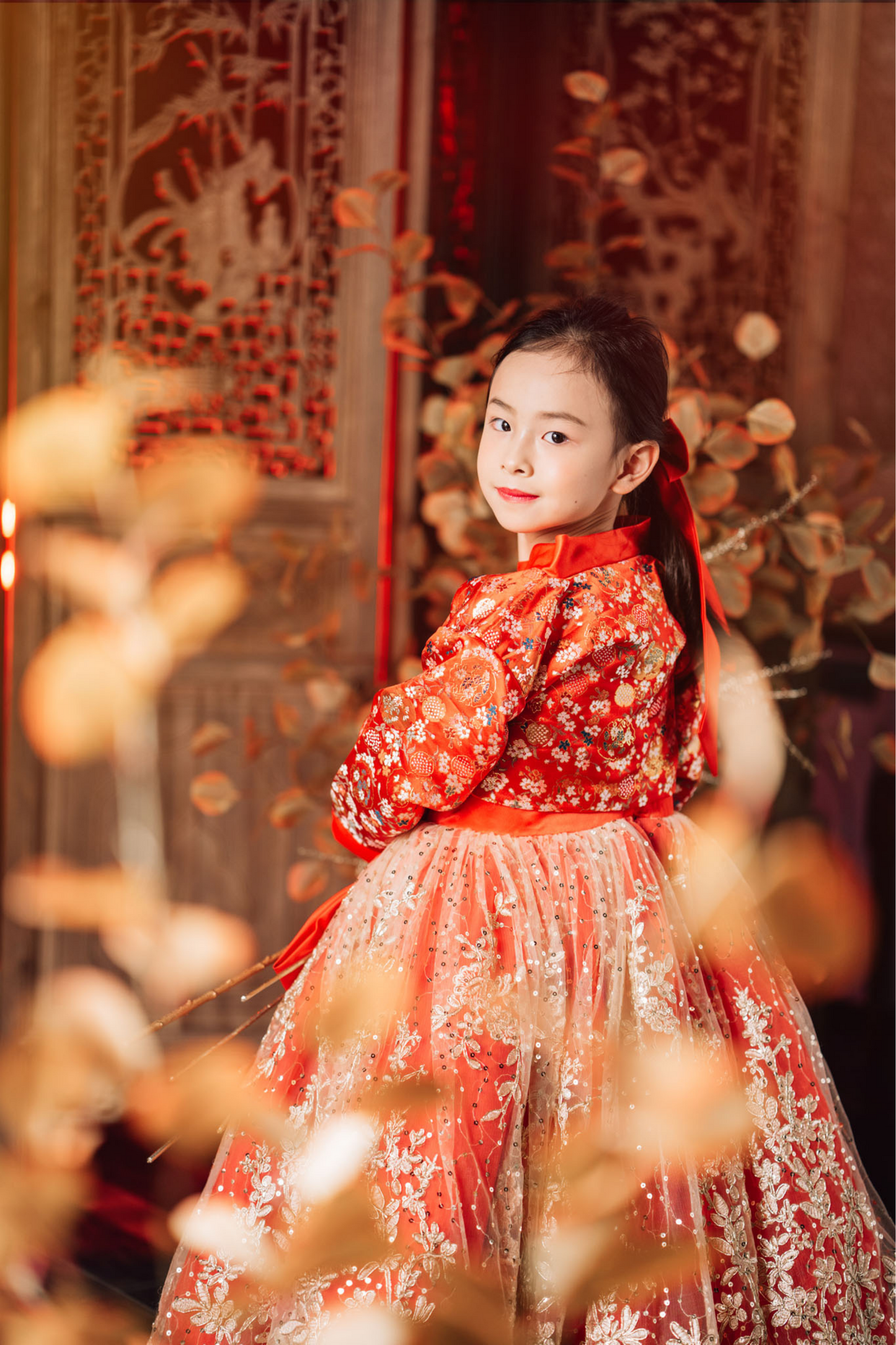 Jade Red & Gold Hanbok Set