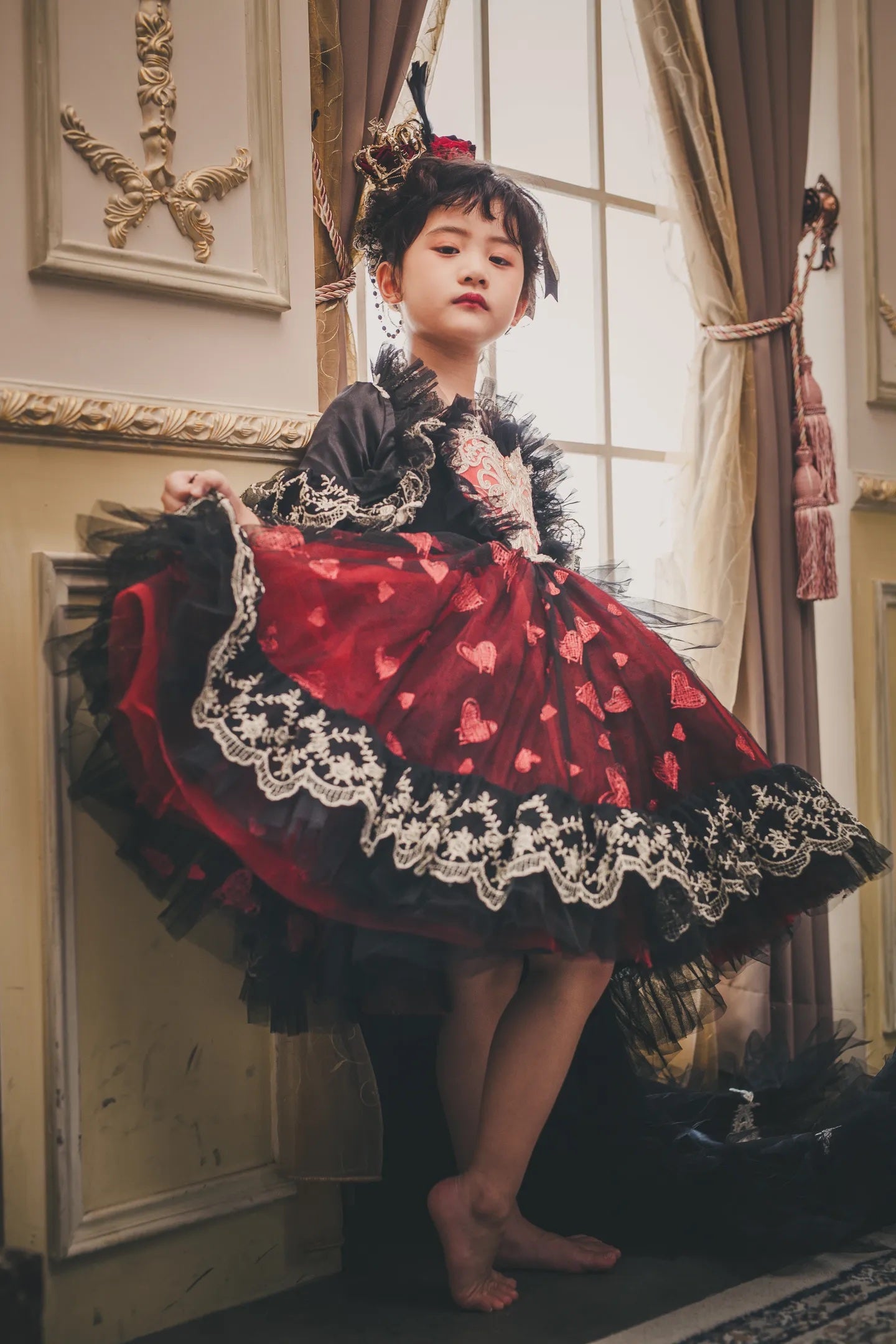 Queen of Hearts Red & Black Lace Set (Dress & Coat)