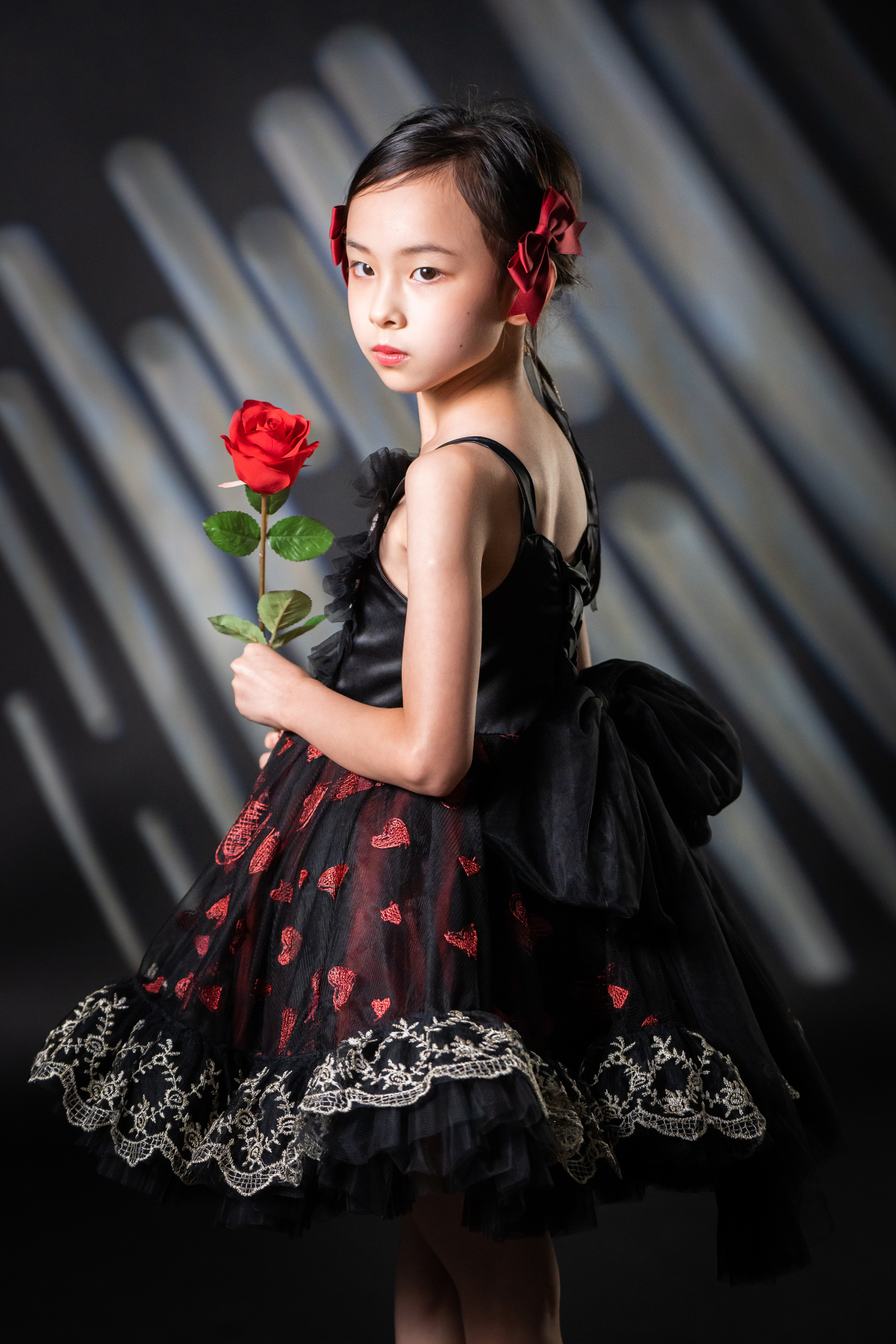 Valentine Gothic Black & Red Heart Lace Dress