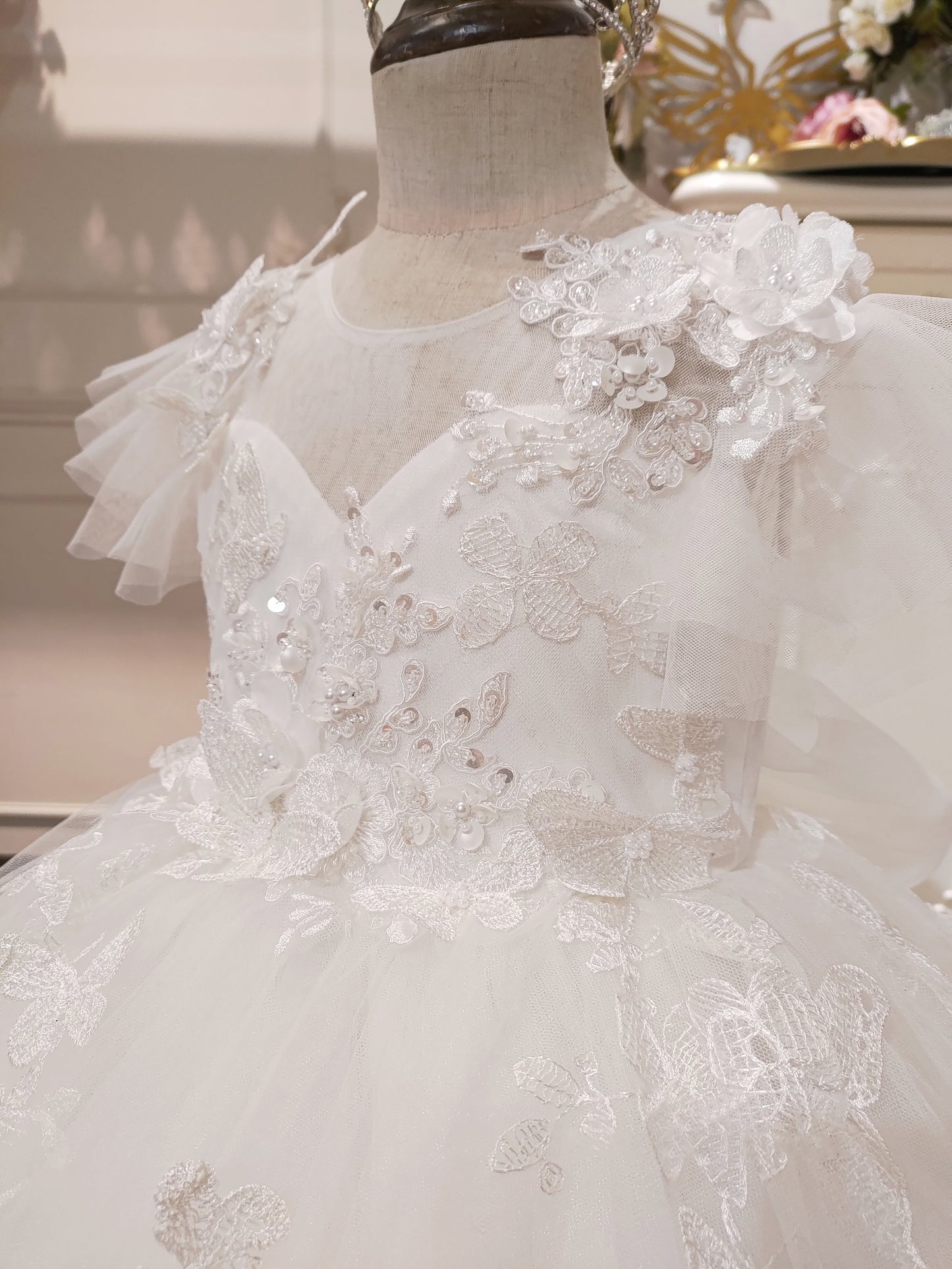 Butterfly Waltz - White Lace Gown
