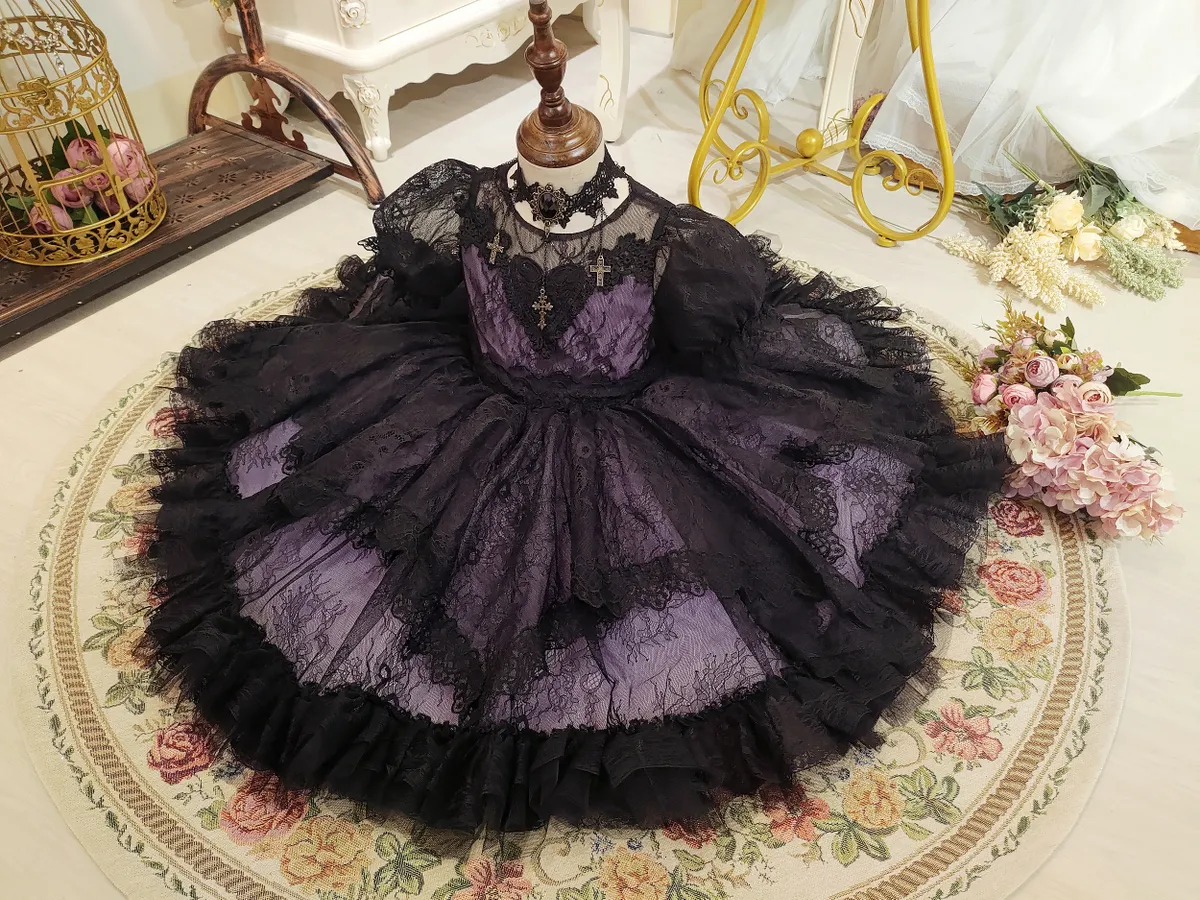 Little Witch Amelia - Purple & Black Lace Dress princessprojectco Little Witch Amelia - Purple & Black Lace Dress princessprojectco