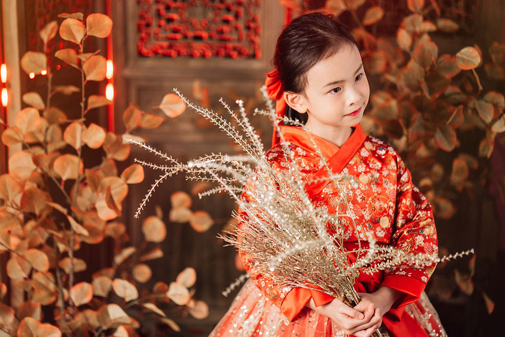 Jade Red & Gold Hanbok Set